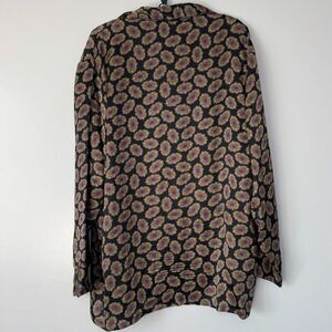 Joe Boxer Couture Silk Paisley Boho Lux Print Button Up Top Sz L